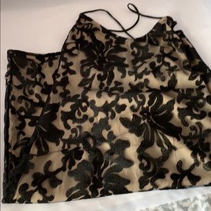 Lovers + Friends Black Floral Appliqué Backless Dress